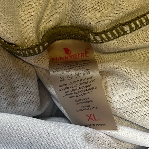 Funny Girl Flouncy Of The Shoulder Swimsuit Olive Green Size XL - Picture 4 of 5